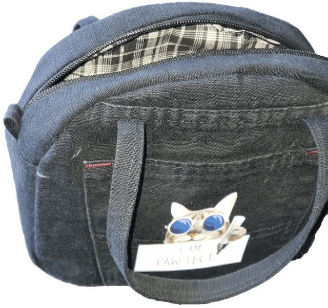 SAC A MAIN JEANS NOIR CHAT