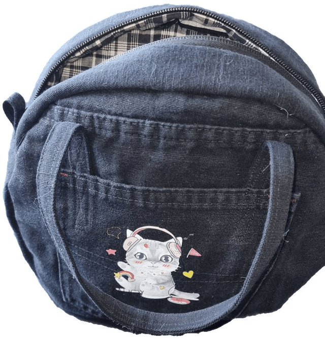 SAC A MAIN JEANS NOIR CHAT