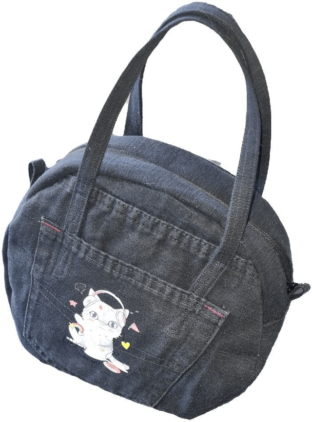 SAC A MAIN JEANS NOIR CHAT